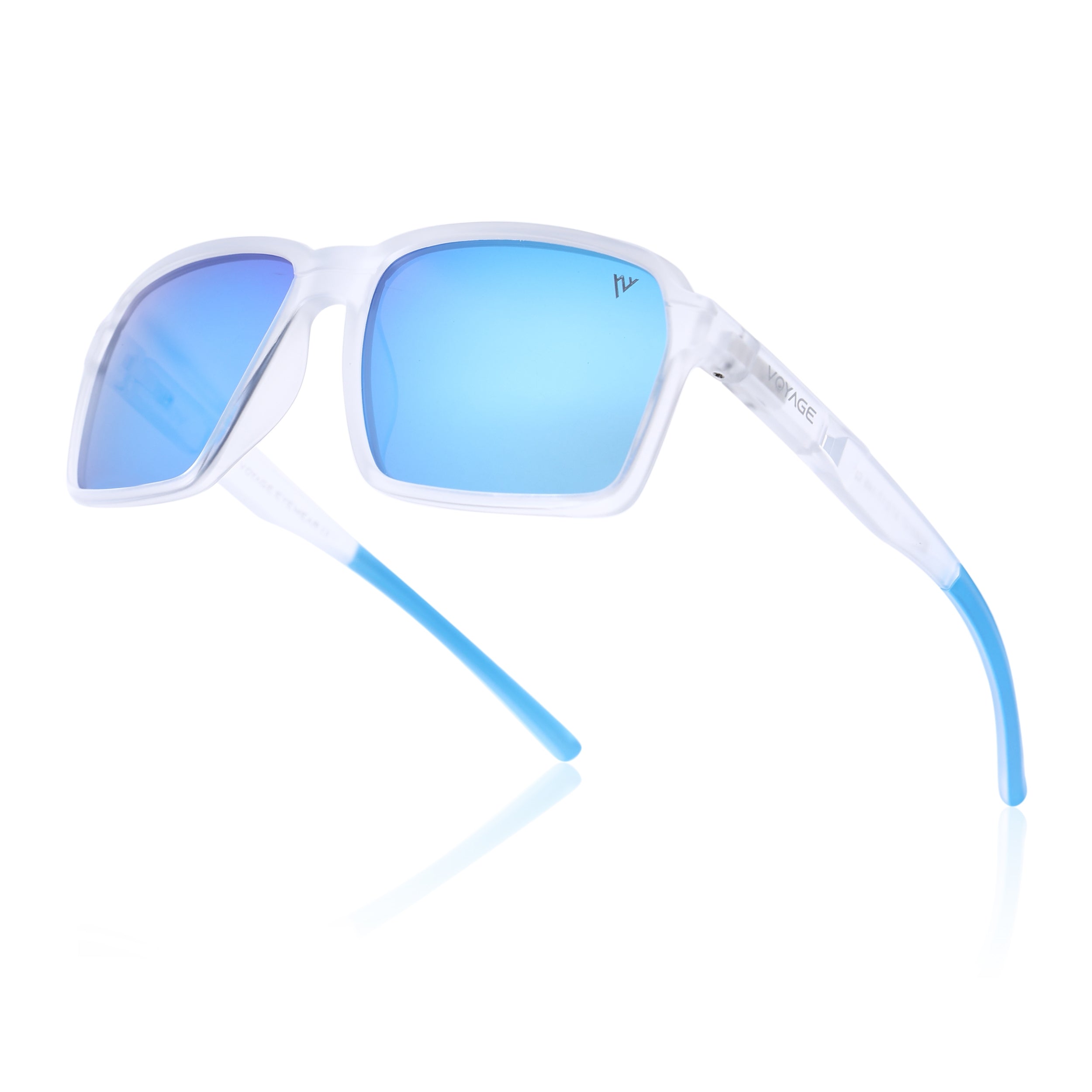 Wayfarer Polarized Sunglasses | Blue Lens | Transparent Frame - PMG6776