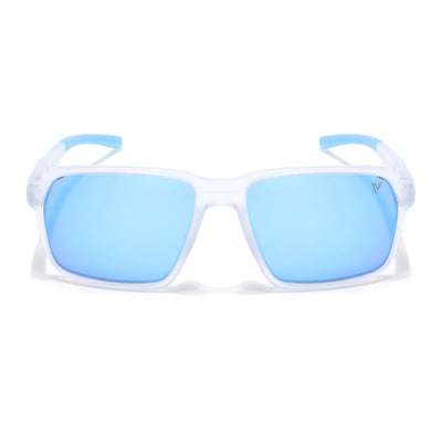 Wayfarer Polarized Sunglasses | Blue Lens | Transparent Frame - PMG6776