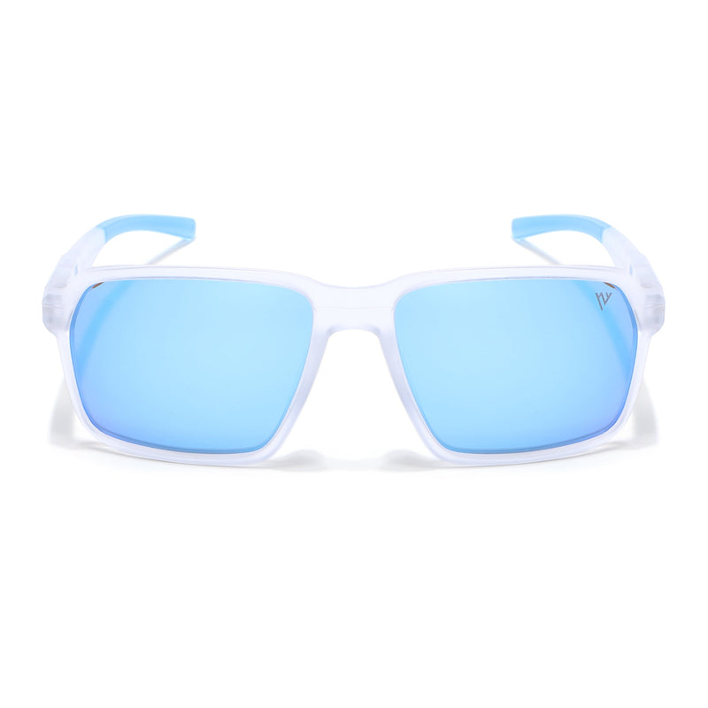Wayfarer Polarized Sunglasses | Blue Lens | Transparent Frame - PMG6776