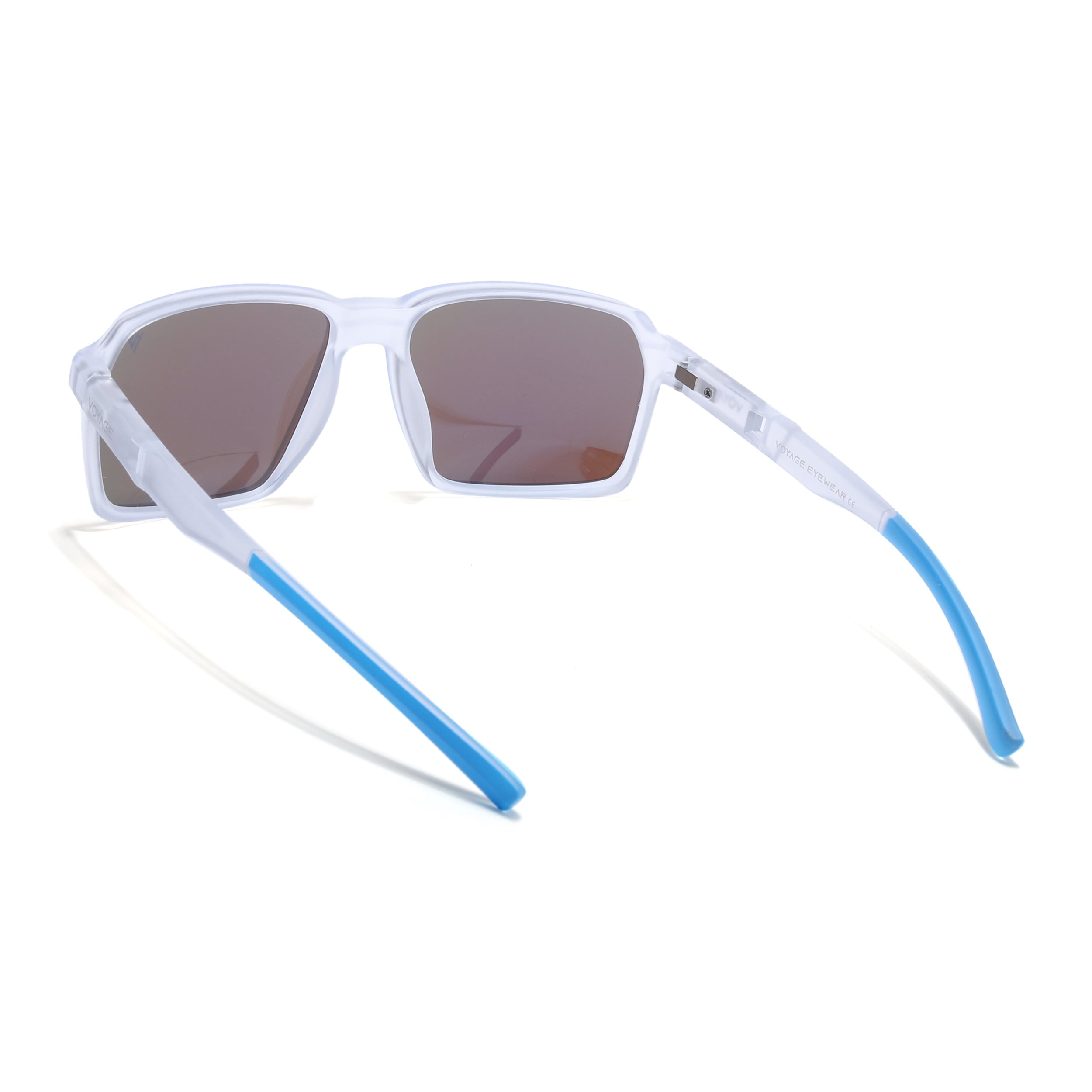 Wayfarer Polarized Sunglasses | Blue Lens | Transparent Frame - PMG6776