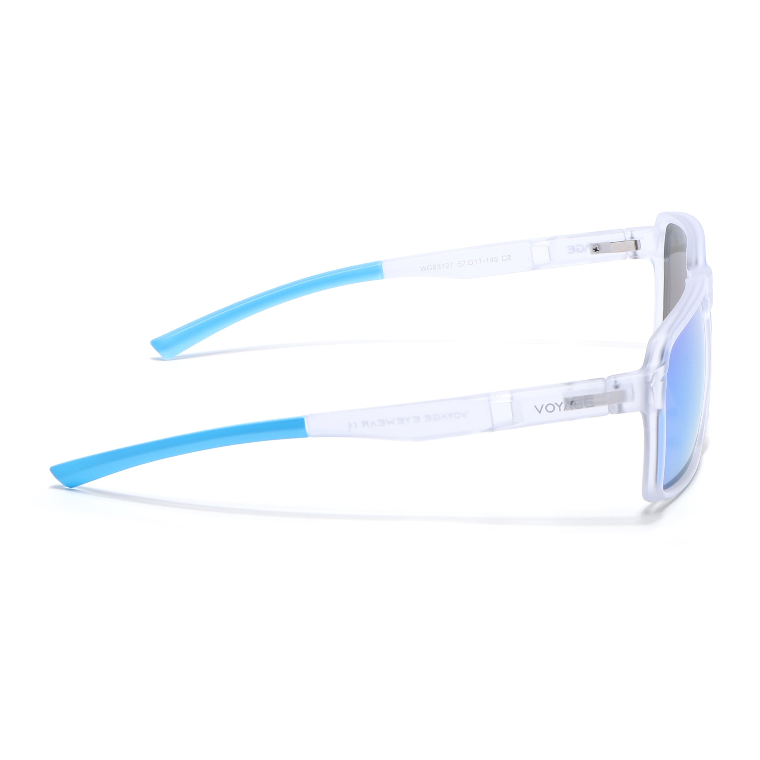 Wayfarer Polarized Sunglasses | Blue Lens | Transparent Frame - PMG6776