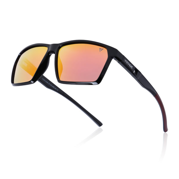 Wayfarer Polarized Sunglasses Orange Lens | Shine Black Frame - PMG6778