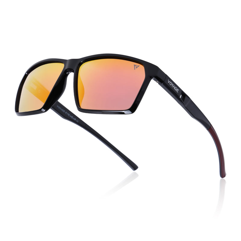 Wayfarer Polarized Sunglasses Orange Lens | Shine Black Frame - PMG6778
