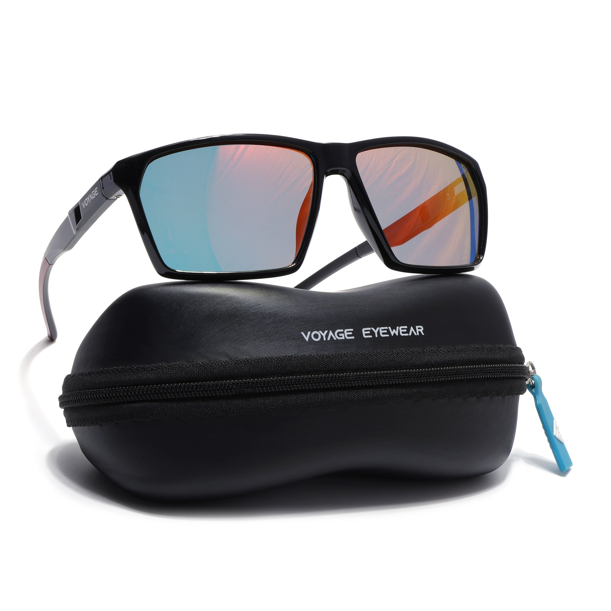 Wayfarer Polarized Sunglasses Orange Lens | Shine Black Frame - PMG6778