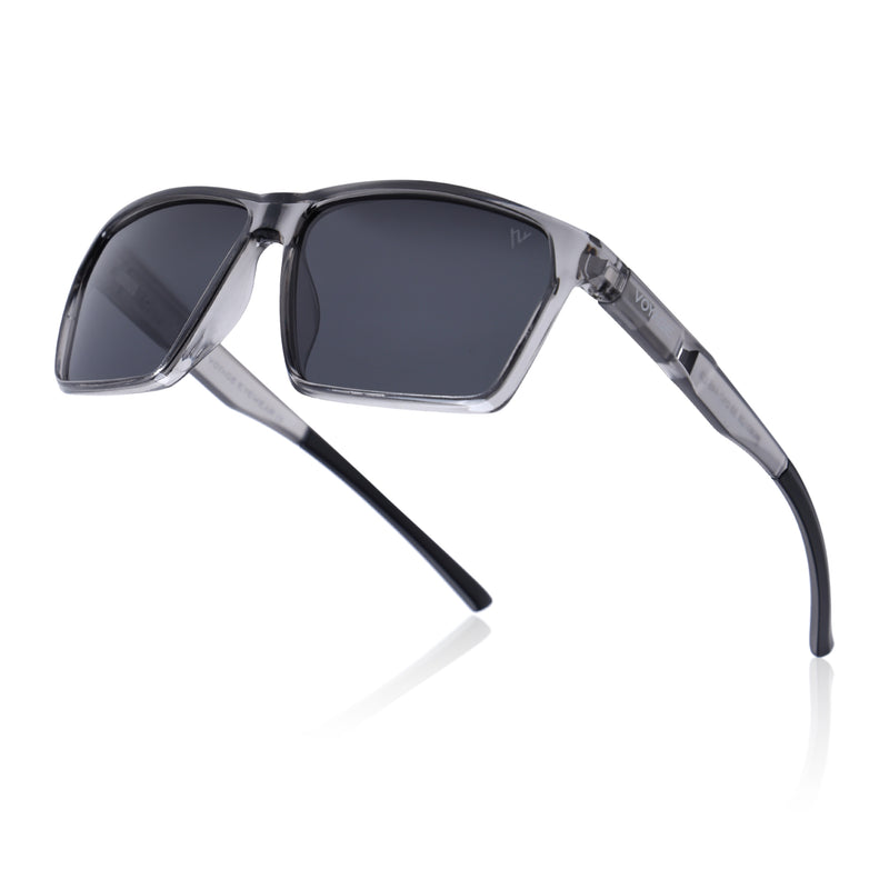 Wayfarer Polarized Sunglasses | Black Lens | Grey Frame - PMG6779