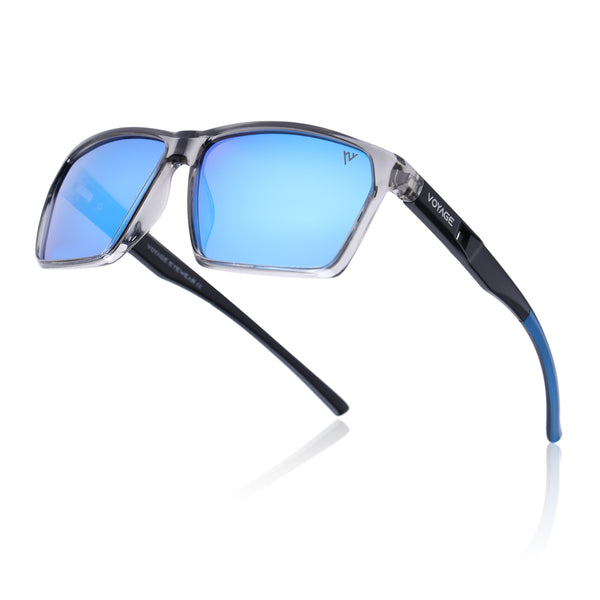 Wayfarer Polarized Sunglasses | Blue Lens | Grey Frame - PMG6780