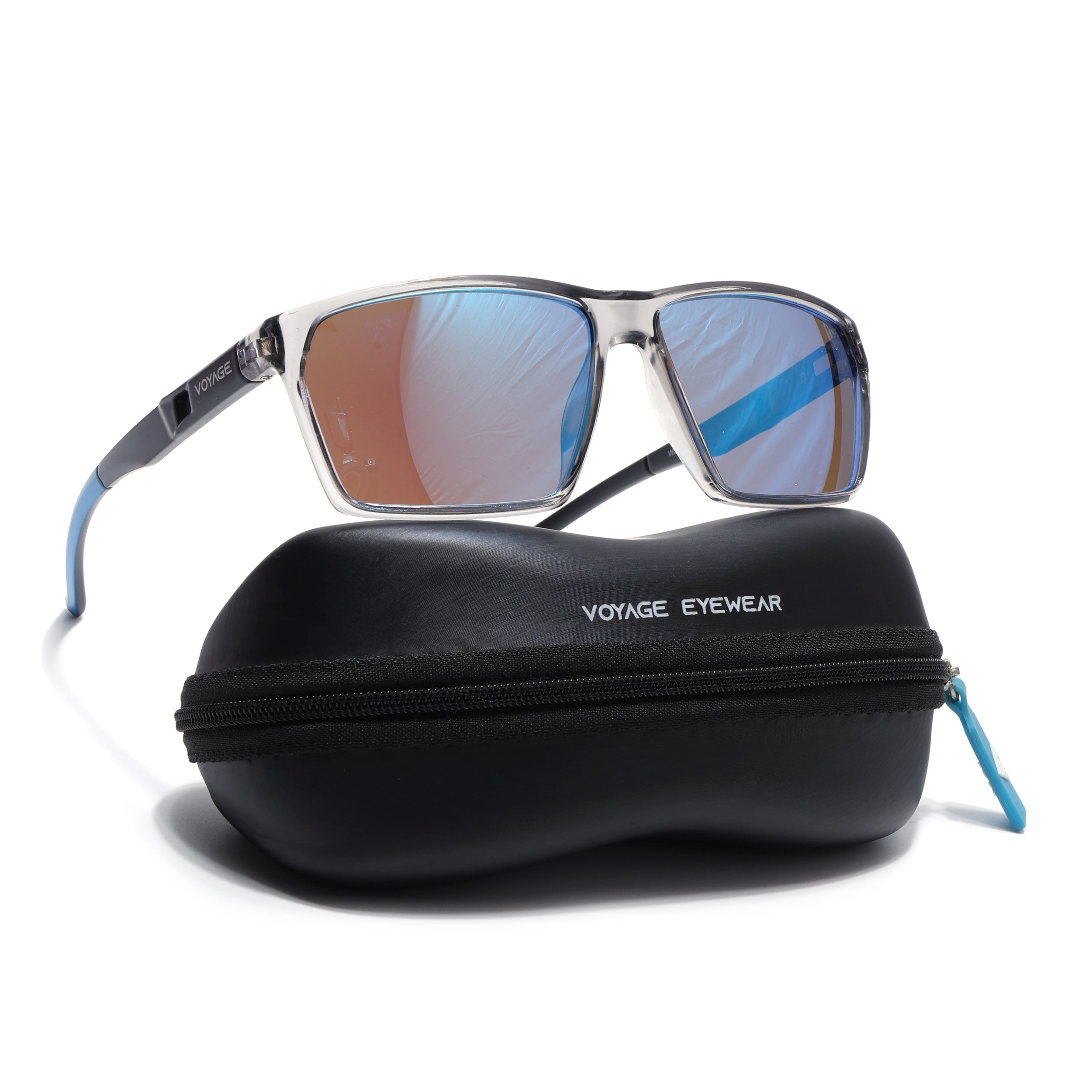 Wayfarer Polarized Sunglasses | Blue Lens | Grey Frame - PMG6780
