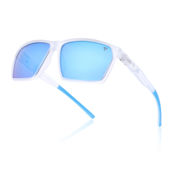 Wayfarer Polarized Sunglasses | Blue Lens | Transparent Frame - PMG6782