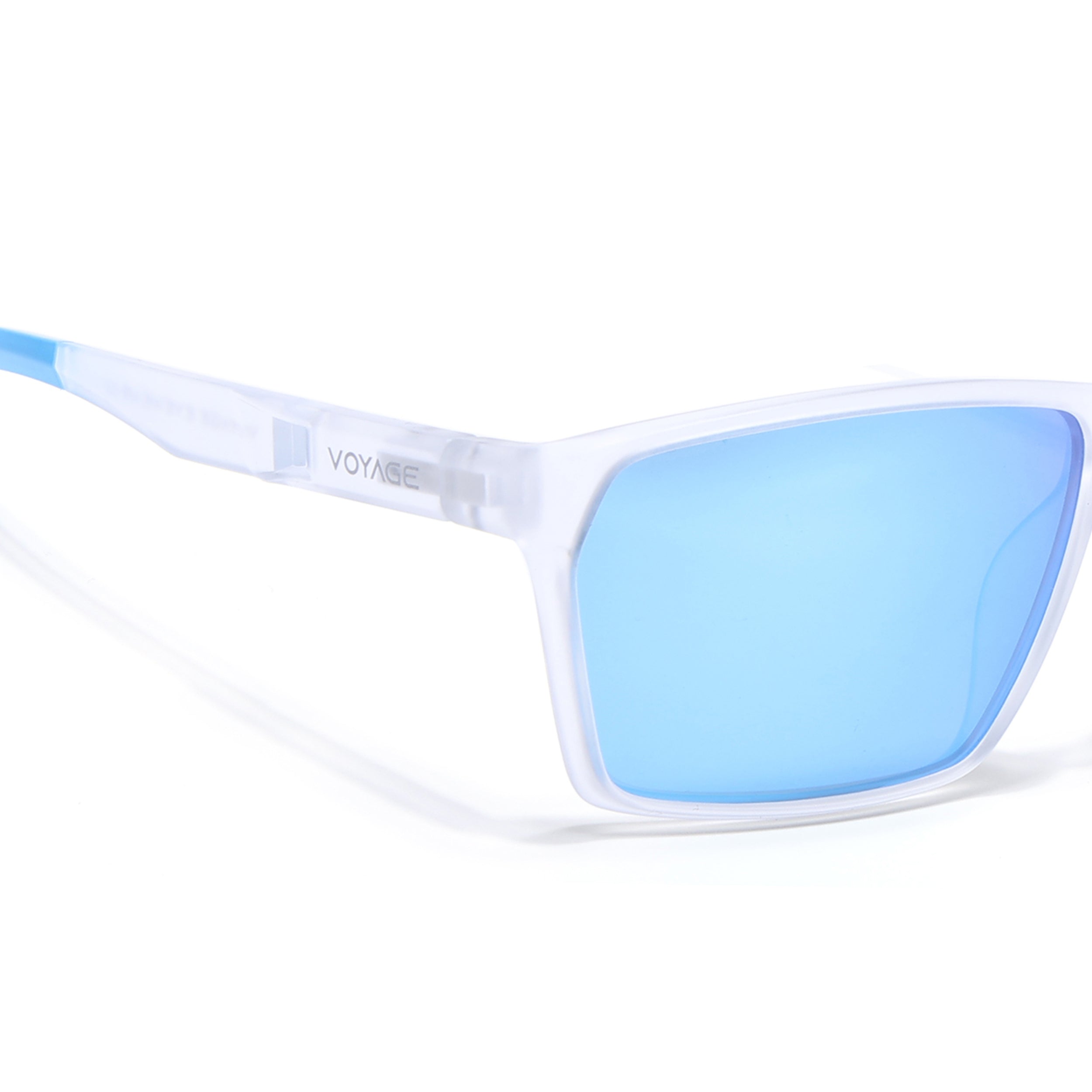 Wayfarer Polarized Sunglasses | Blue Lens | Transparent Frame - PMG6782