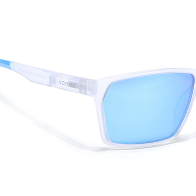 Wayfarer Polarized Sunglasses | Blue Lens | Transparent Frame - PMG6782