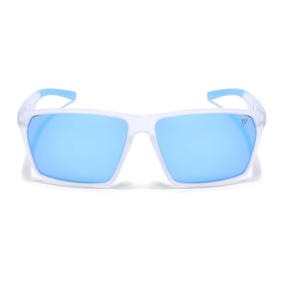 Wayfarer Polarized Sunglasses | Blue Lens | Transparent Frame - PMG6782