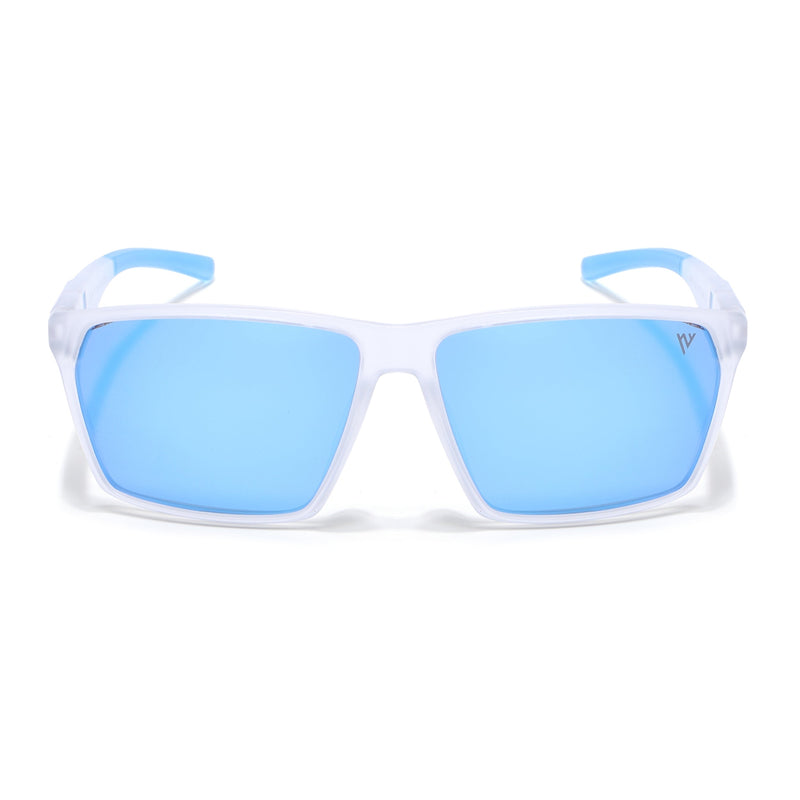 Wayfarer Polarized Sunglasses | Blue Lens | Transparent Frame - PMG6782