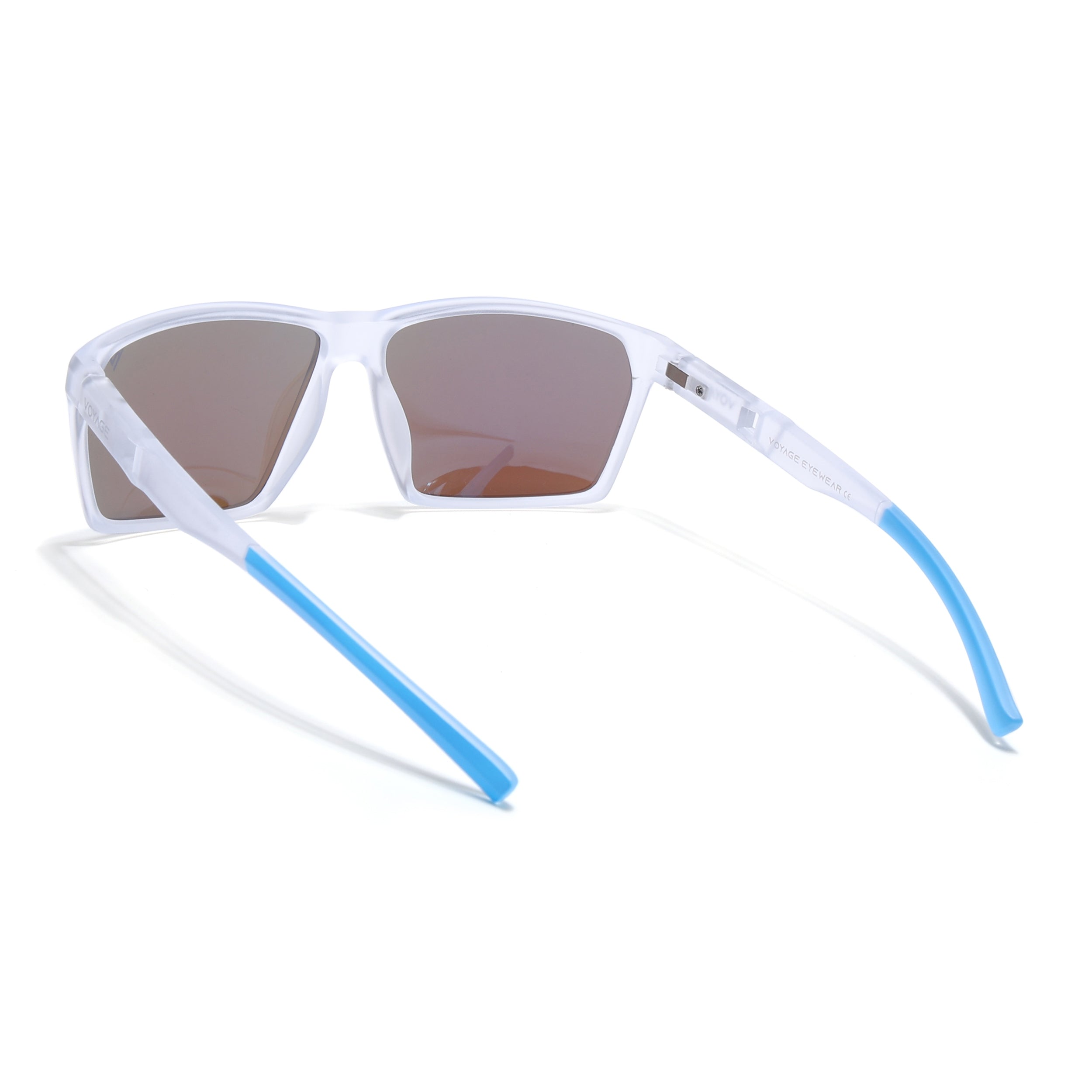 Wayfarer Polarized Sunglasses | Blue Lens | Transparent Frame - PMG6782
