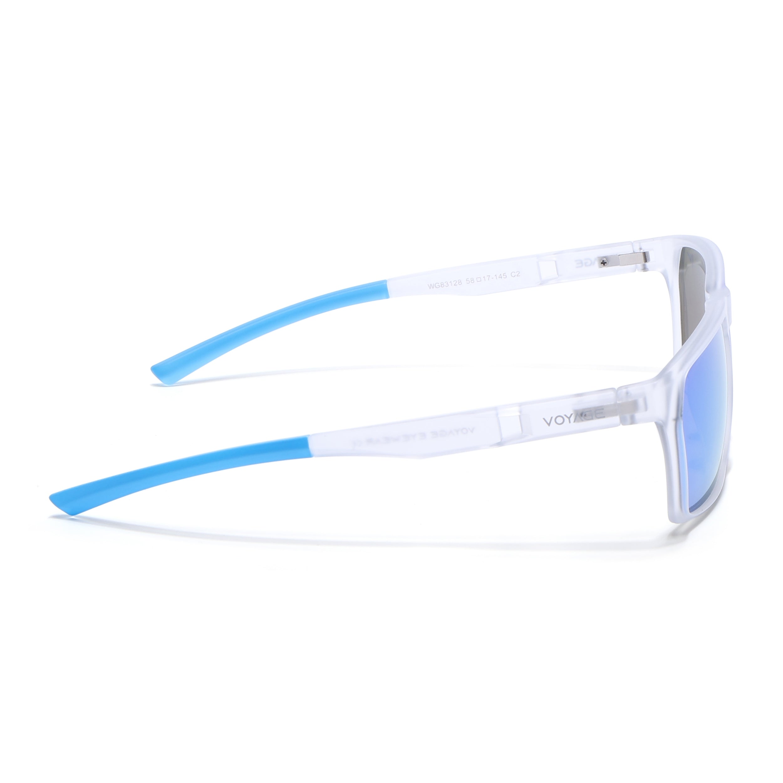 Wayfarer Polarized Sunglasses | Blue Lens | Transparent Frame - PMG6782
