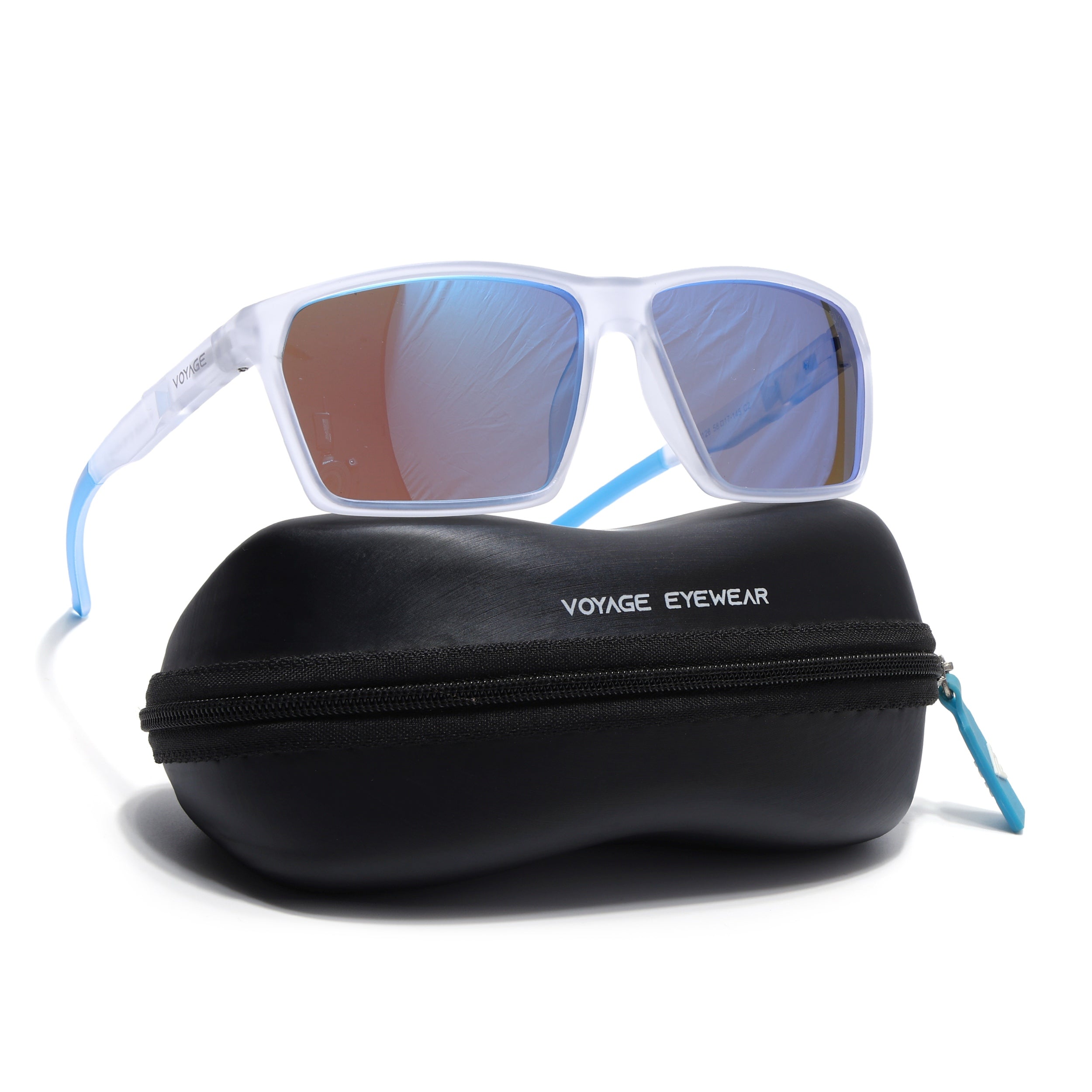 Wayfarer Polarized Sunglasses | Blue Lens | Transparent Frame - PMG6782
