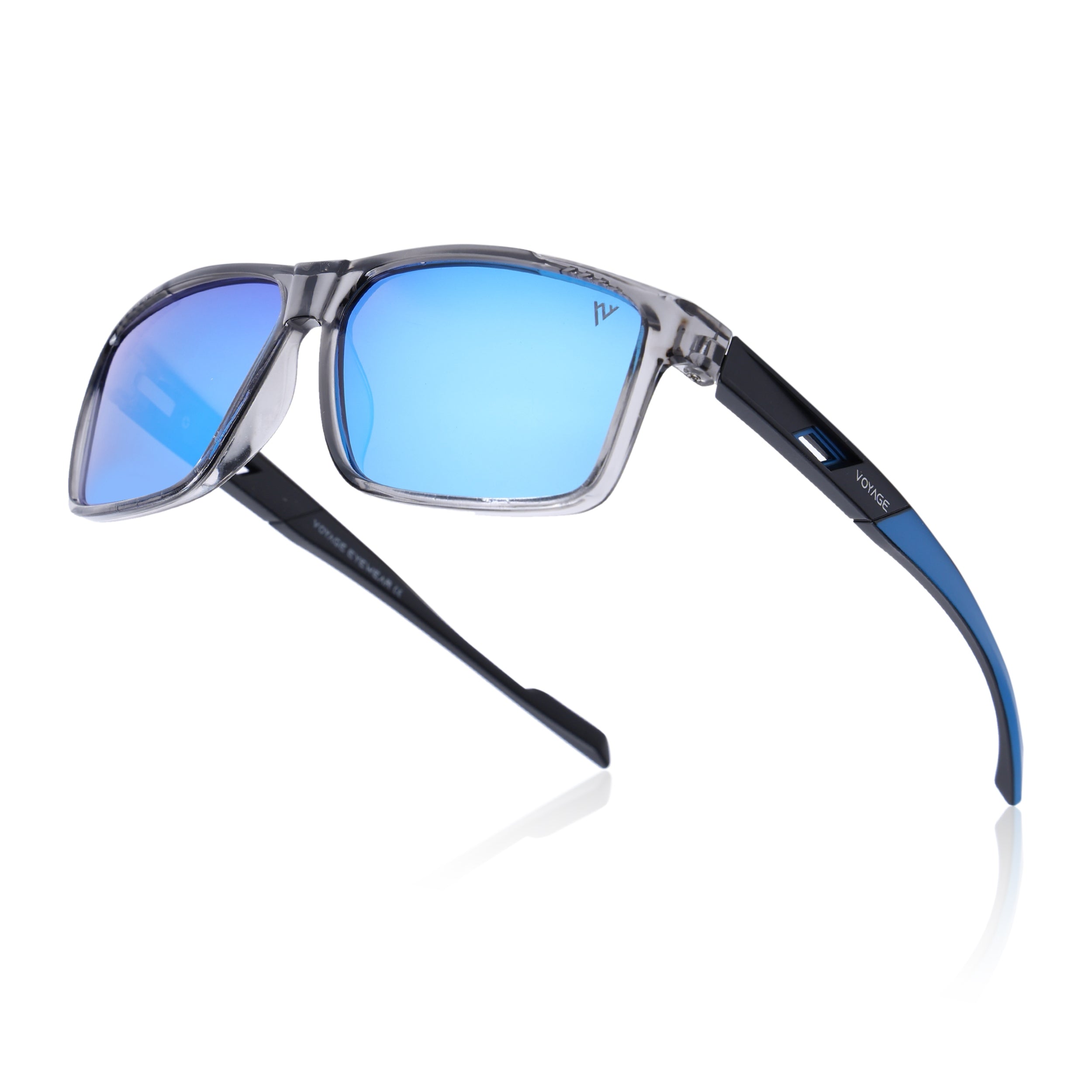 Wayfarer Polarized Sunglasses | Blue Lens | Grey Frame - PMG6785