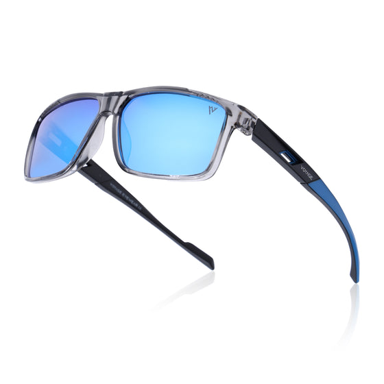 Wayfarer Polarized Sunglasses | Blue Lens | Grey Frame - PMG6785