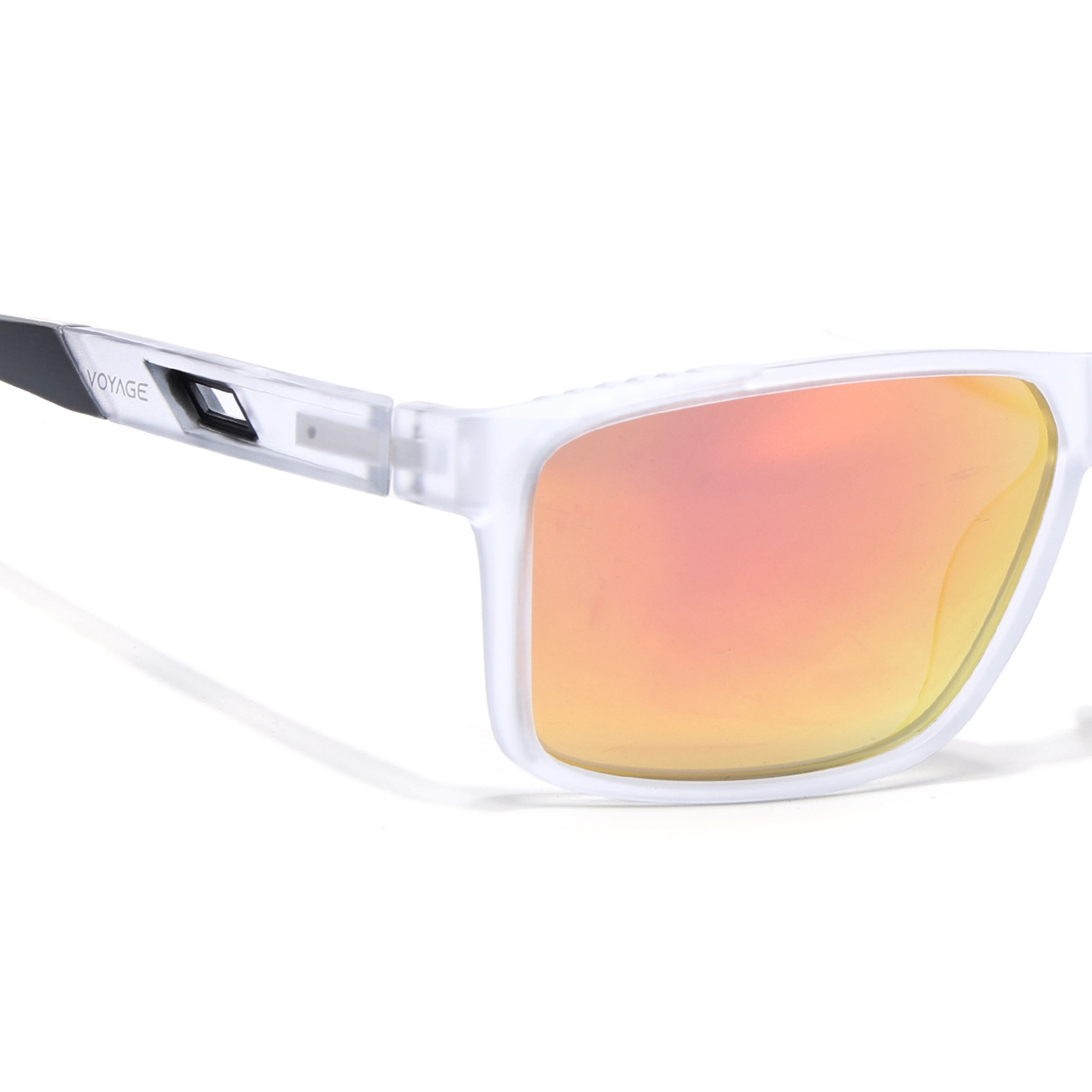 Wayfarer Polarized Sunglasses | Orange Lens | Transparent Frame - PMG6786