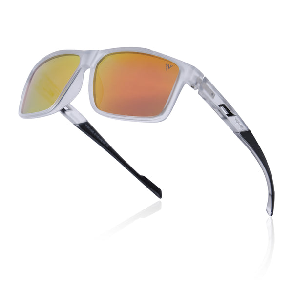Wayfarer Polarized Sunglasses | Orange Lens | Transparent Frame - PMG6786