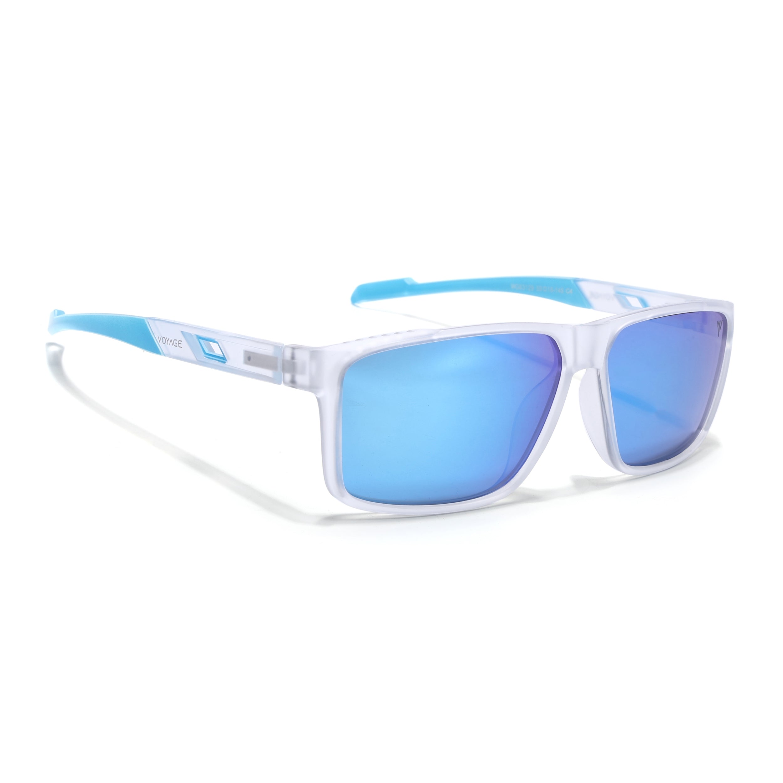 Wayfarer Polarized Sunglasses | Blue Lens | Transparent Frame - PMG6787