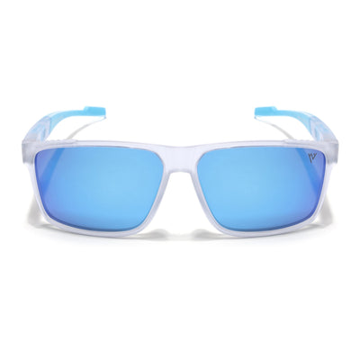 Wayfarer Polarized Sunglasses | Blue Lens | Transparent Frame - PMG6787