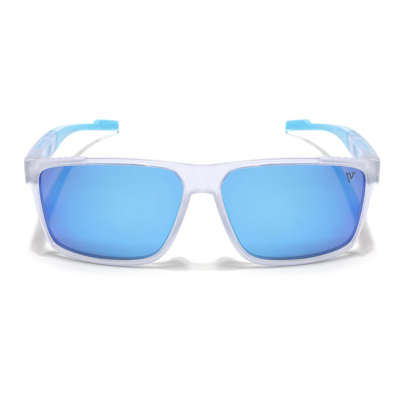 Wayfarer Polarized Sunglasses | Blue Lens | Transparent Frame - PMG6787