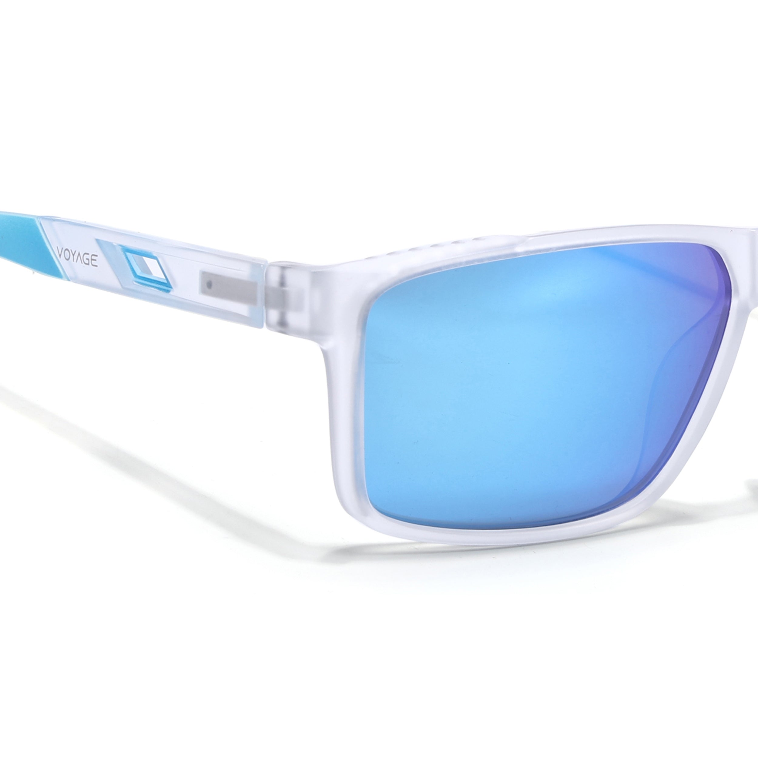 Wayfarer Polarized Sunglasses | Blue Lens | Transparent Frame - PMG6787