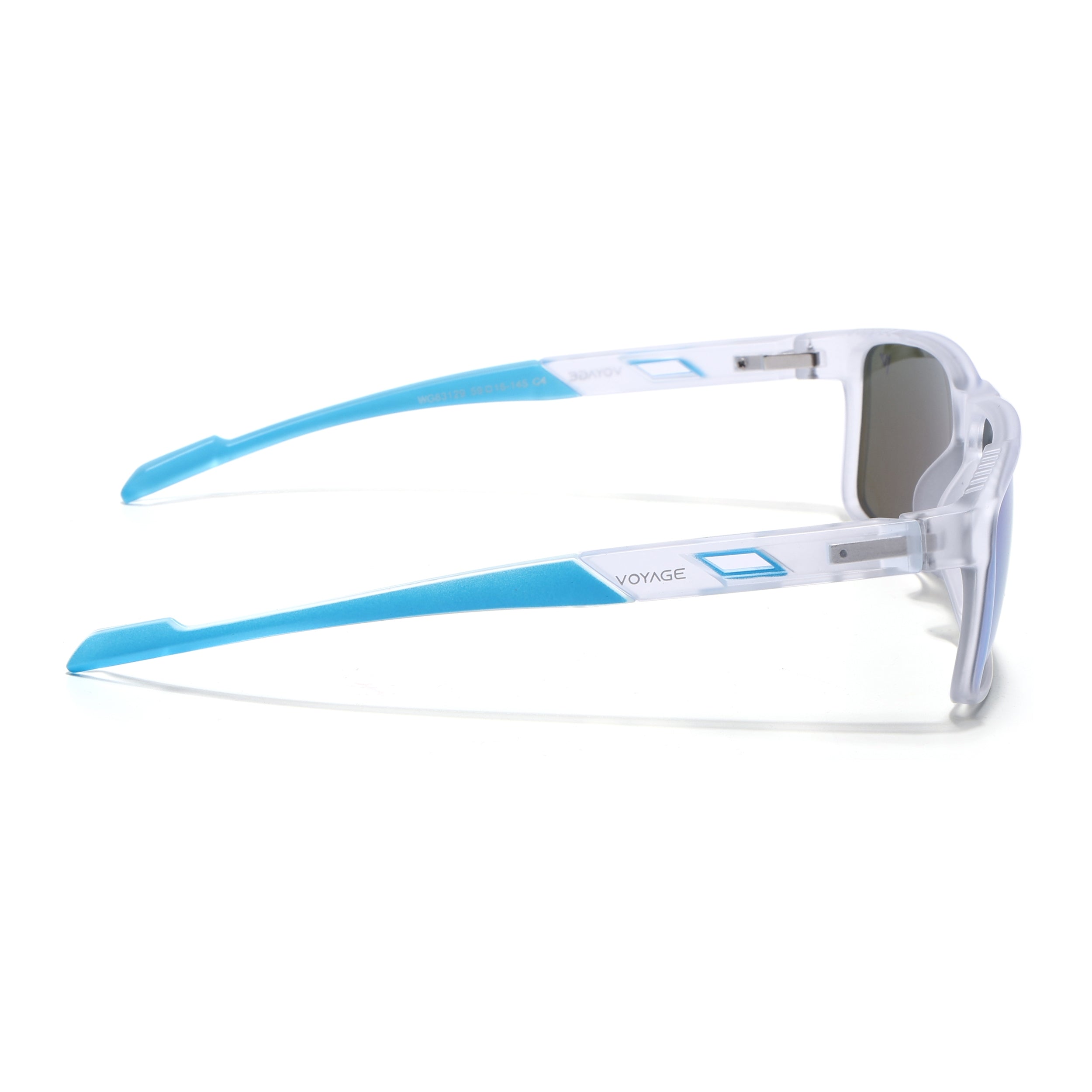 Wayfarer Polarized Sunglasses | Blue Lens | Transparent Frame - PMG6787