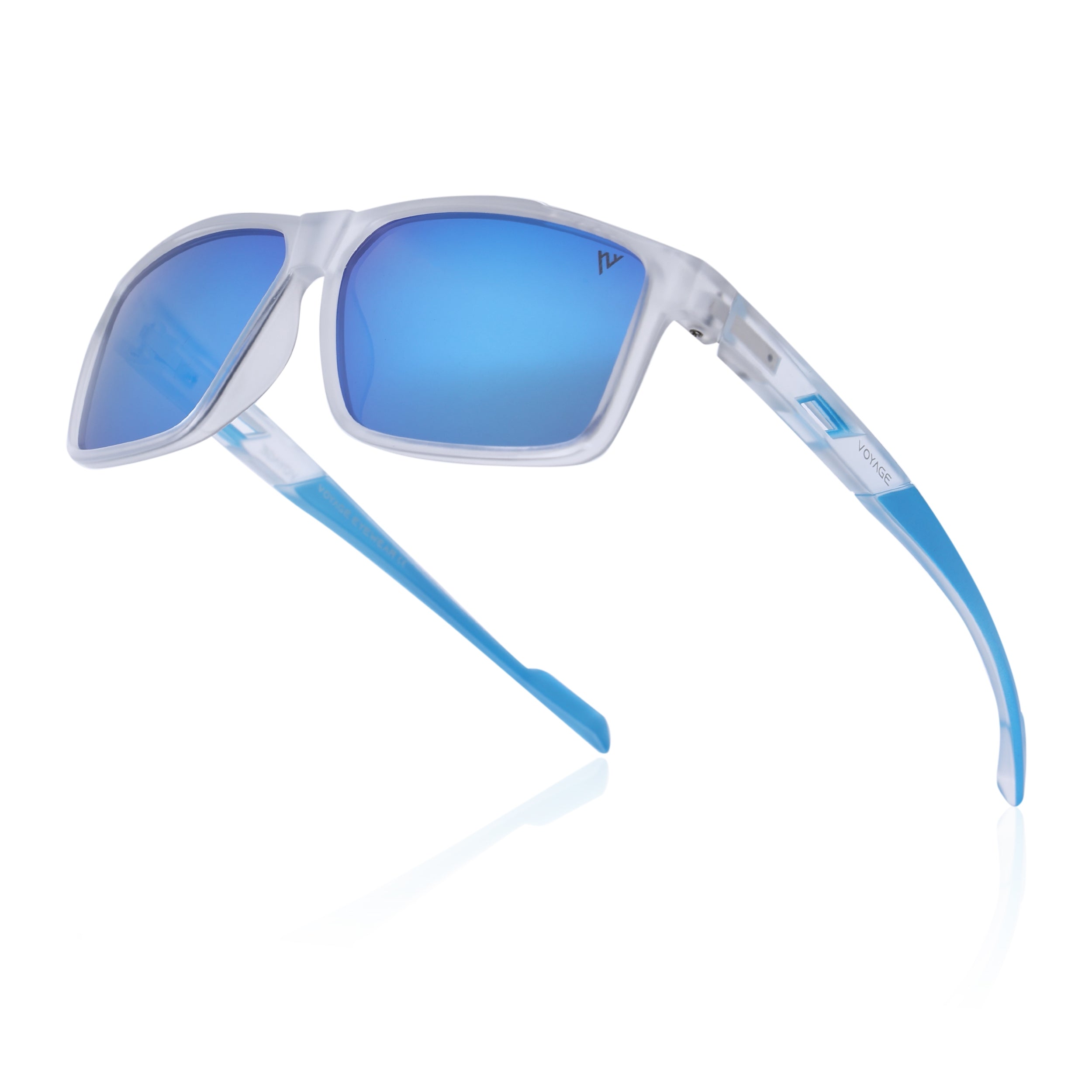 Wayfarer Polarized Sunglasses | Blue Lens | Transparent Frame - PMG6787