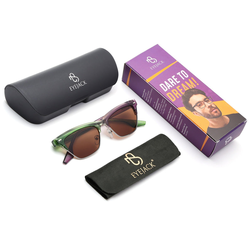 Eyejack Green & Purple Cateye Sunglasses for Women (8583CL1251)