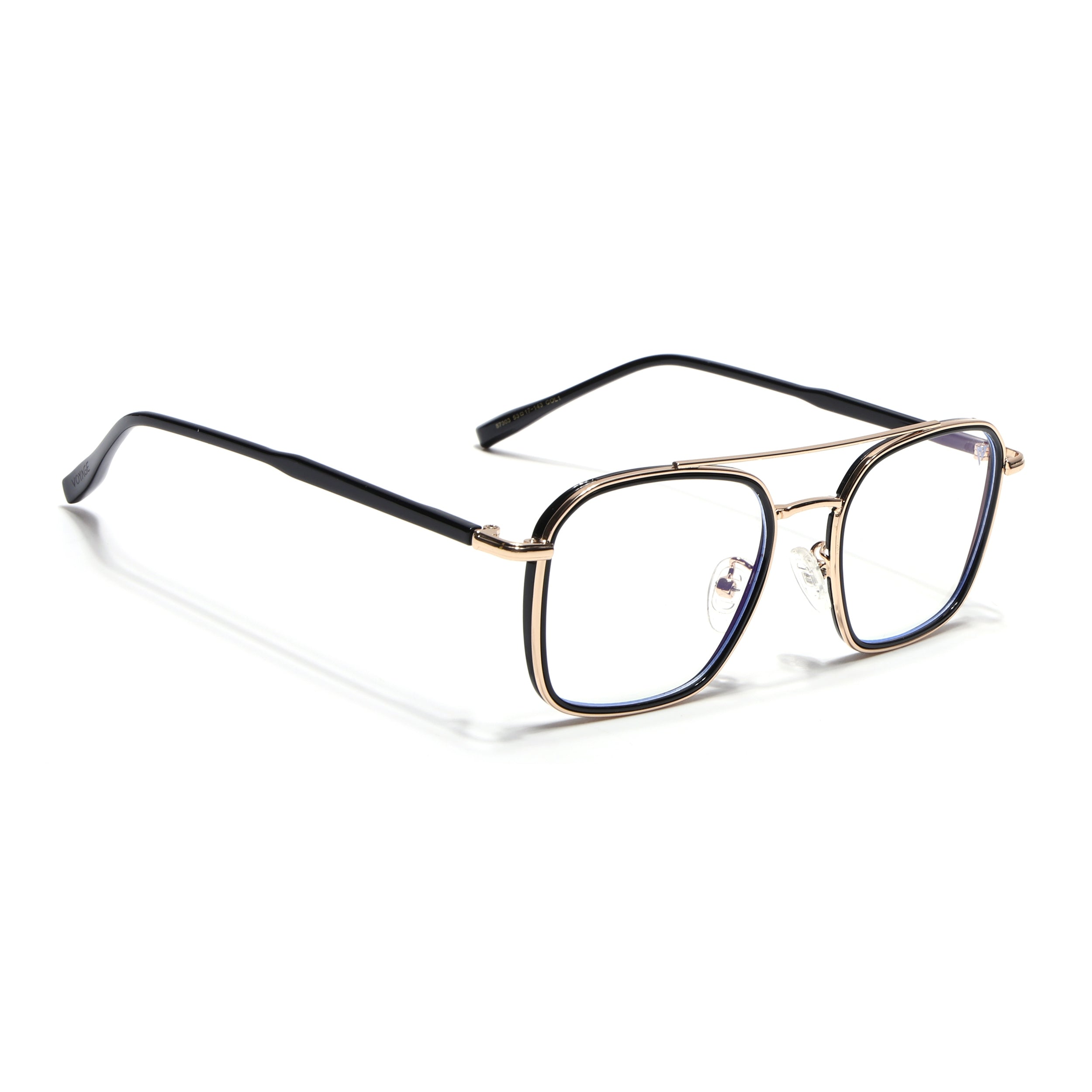 Voyage Maverick Golden & Black Wayfarer Eyeglasses for Men & Women (87303MG4702-C5)