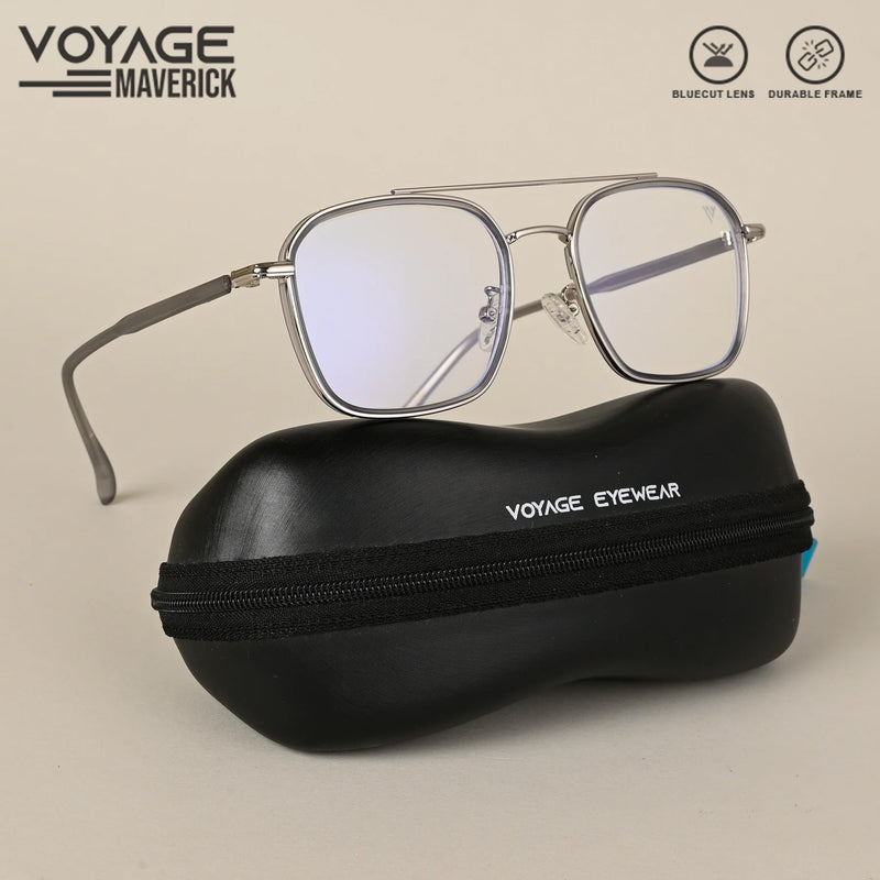 Voyage Maverick Silver & Grey Wayfarer Eyeglasses for Men & Women (87303MG4703-C2)