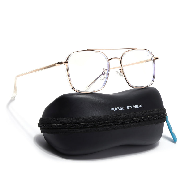 Voyage Maverick Golden Wayfarer Eyeglasses for Men & Women (87303MG4704-C3)