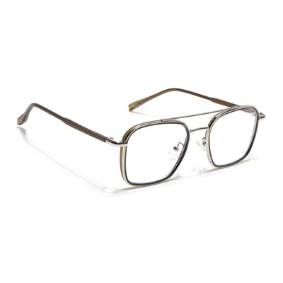 Voyage Maverick Silver & Olive Wayfarer Eyeglasses for Men & Women (87303MG4705-C4)