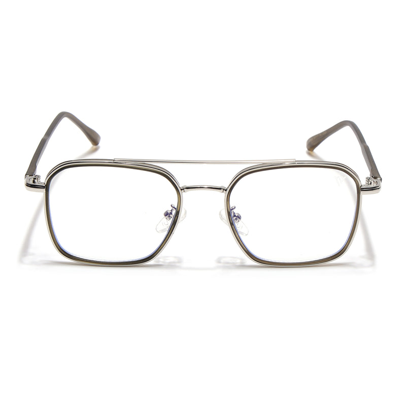 Voyage Maverick Silver & Olive Wayfarer Eyeglasses for Men & Women (87303MG4705-C4)