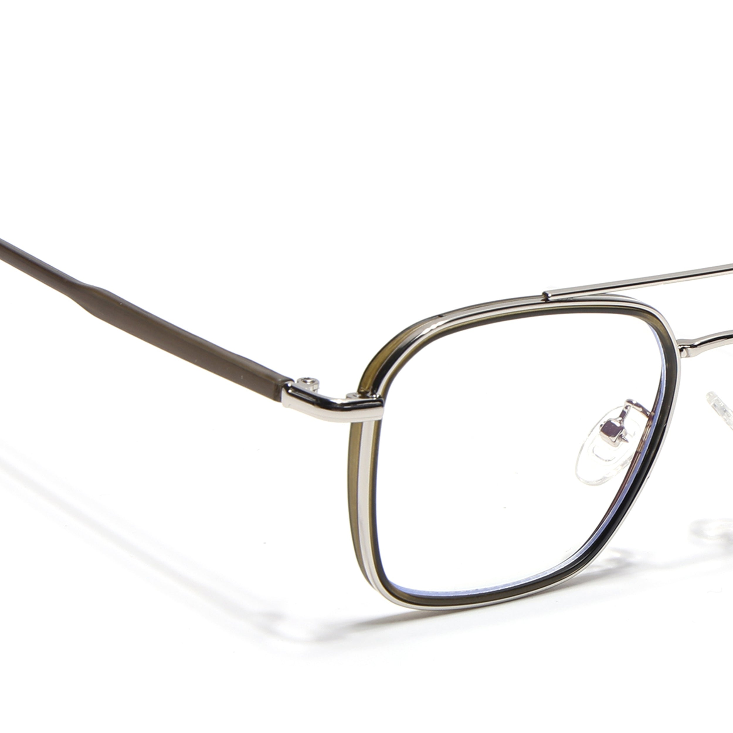 Voyage Maverick Silver & Olive Wayfarer Eyeglasses for Men & Women (87303MG4705-C4)