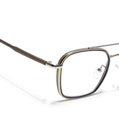 Voyage Maverick Silver & Olive Wayfarer Eyeglasses for Men & Women (87303MG4705-C4)