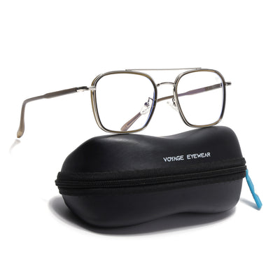 Voyage Maverick Silver & Olive Wayfarer Eyeglasses for Men & Women (87303MG4705-C4)