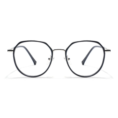 Voyage Black & Silver Round Eyeglasses for Men & Women (87306MG5830-C1)