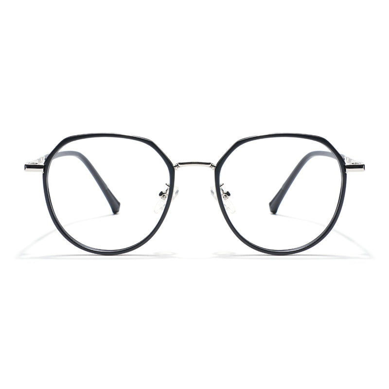 Voyage Black & Silver Round Eyeglasses for Men & Women (87306MG5830-C1)