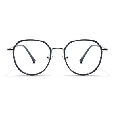 Voyage Black & Silver Round Eyeglasses for Men & Women (87306MG5830-C1)