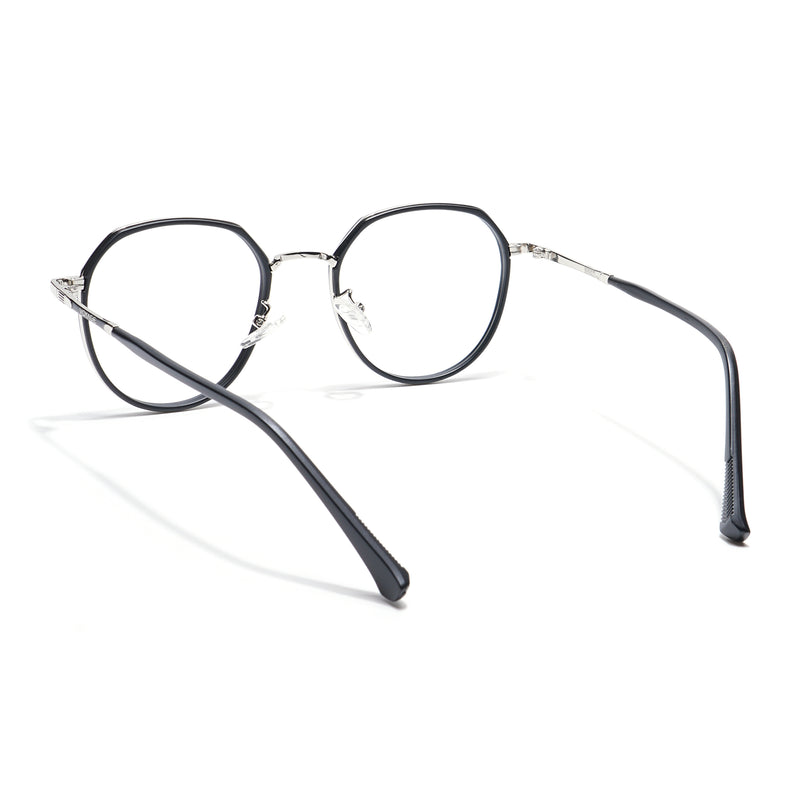 Voyage Black & Silver Round Eyeglasses for Men & Women (87306MG5830-C1)