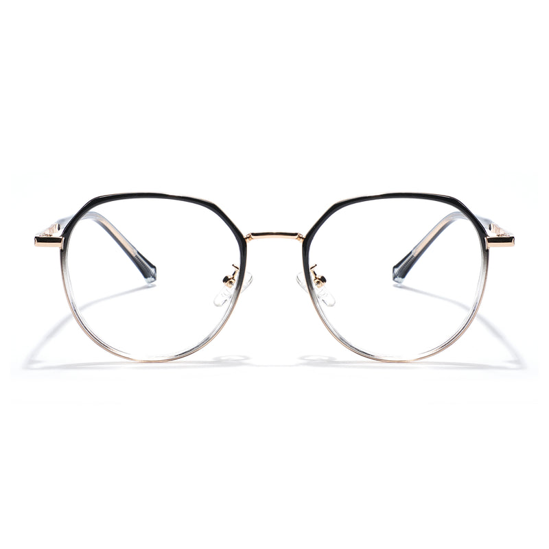 Voyage Black Clear & Golden Round Eyeglasses for Men & Women (87306MG5831-C2)