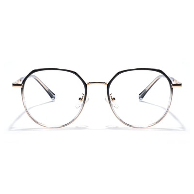 Voyage Black Clear & Golden Round Eyeglasses for Men & Women (87306MG5831-C2)