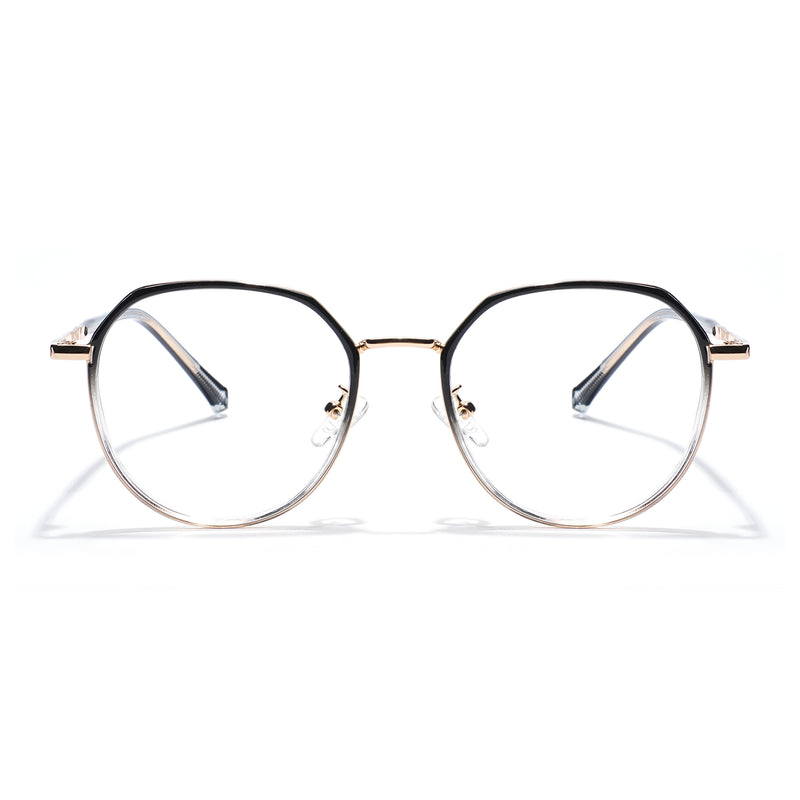 Voyage Black Clear & Golden Round Eyeglasses for Men & Women (87306MG5831-C2)