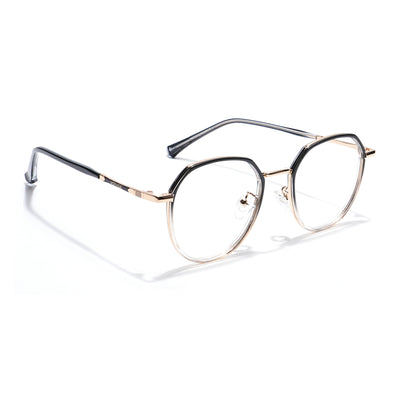 Voyage Black Clear & Golden Round Eyeglasses for Men & Women (87306MG5831-C2)