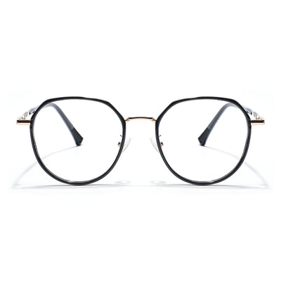 Voyage Black & Golden Round Eyeglasses for Men & Women (87306MG5832-C3)