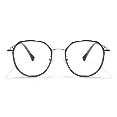 Voyage Black & Golden Round Eyeglasses for Men & Women (87306MG5832-C3)