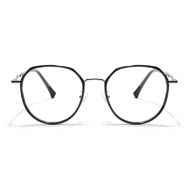 Voyage Black & Golden Round Eyeglasses for Men & Women (87306MG5832-C3)