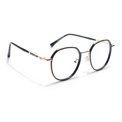 Voyage Black & Golden Round Eyeglasses for Men & Women (87306MG5832-C3)